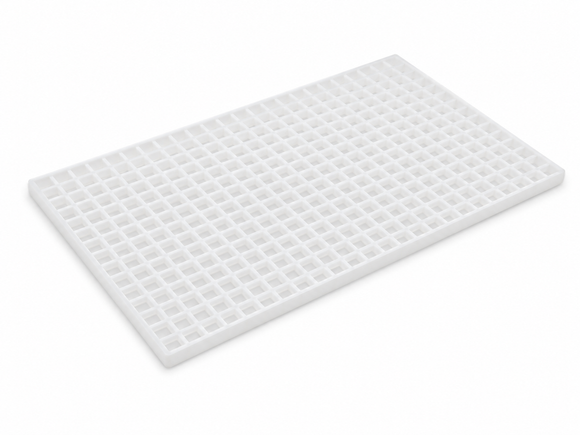 Detailed angled view of 1.5mL square commercial gummy mold cavities