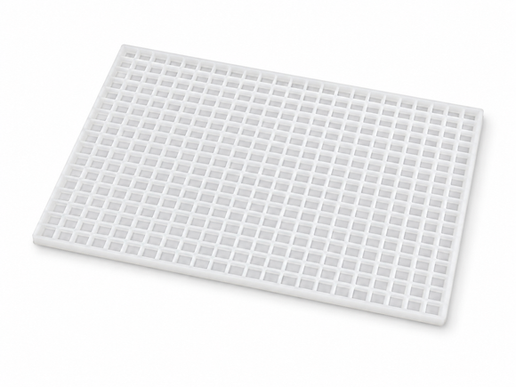 Angled top view of 1.5mL square silicone gummy mold with 432 cavities