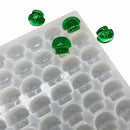 Molde para gomitas de hongo de 3.5 mL - 140 cavidades - vista del producto, con muestras de gomitas verde esmeralda